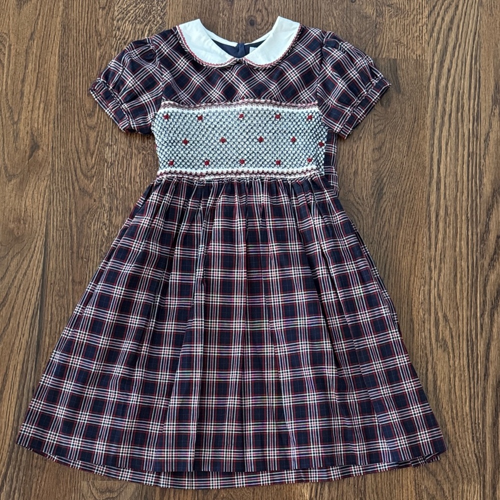 Rachel Riley Navy Plaid Check Smocked Dress New With Tags